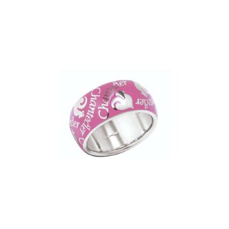 CHANTECLER ANELLO A FASCIA IN ARGENTO E SMALTO ROSA