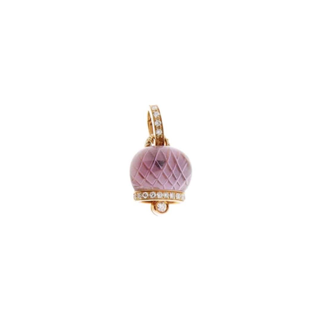 Chantecler ciondolo campanella oro rosa con ametista e diamanti
