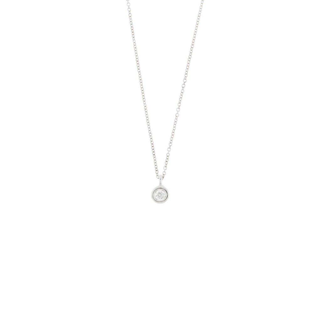 Trossello girocollo in oro bianco con punto luce tondo
